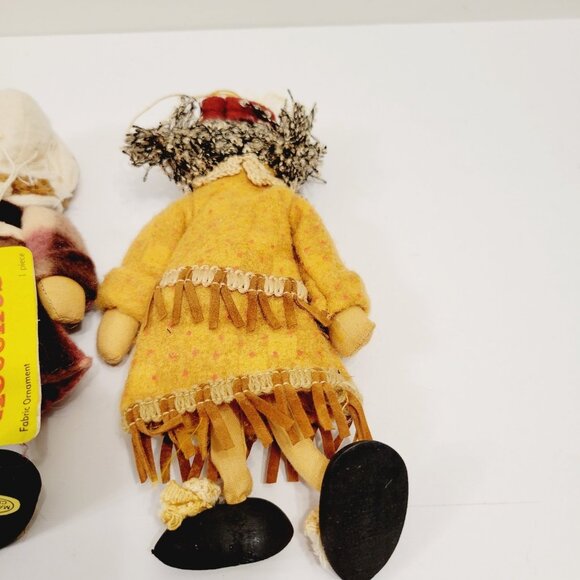 3 Vtg Fabric Holiday Christmas Ornaments Rag Doll Scarecrow Country Pioneers - Picture 6 of 6